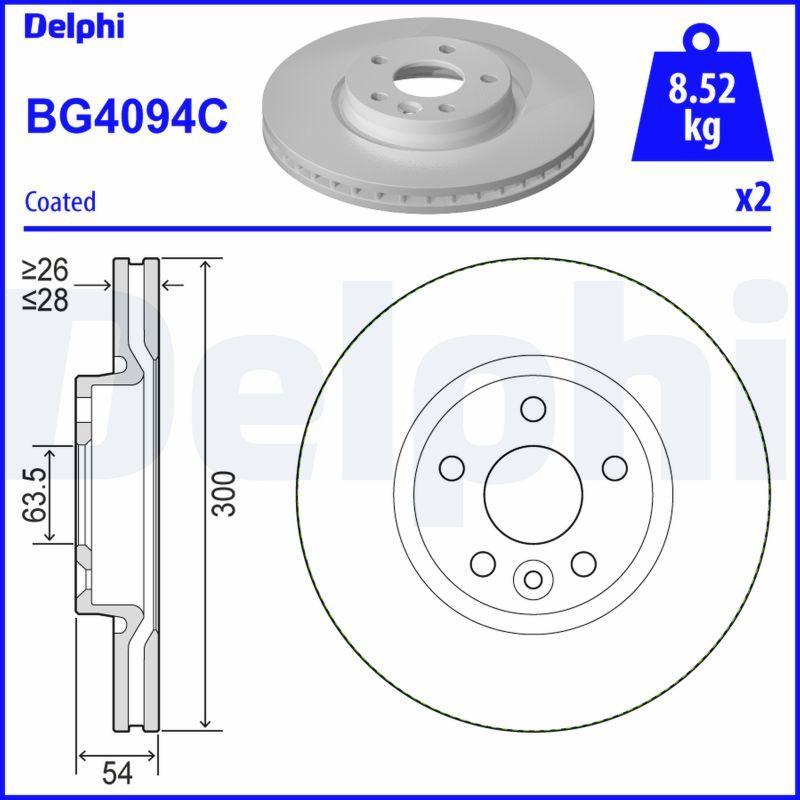 Delphi BG4094C Mondeo 2007-2014 Front Brake Disc Set Galaxy S-Max