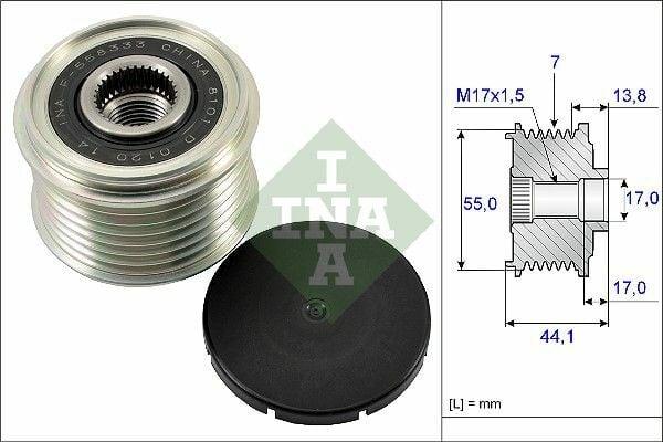 ina 535016710 alternator pulley for subaru, ina alternator pulley side view, ina alternator pulley dimensions INA Alternator Pulley 535016710 - Essential Part for Subaru Owners & Mechanics INA 535016710 Alternator Pulley for Subaru alternator-pulley, subaru-parts, ina-products, automotive-repair, mechanics-tool, car-maintenance, engine-parts, car-owners, replacement-parts, ai-generated