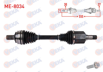 Veka ME-8034 Complete Axle Right Front Length 555mm Mercedes C-Series (W205) C200 C220 C250 C400 4 — Axles, CV Joints & Boots