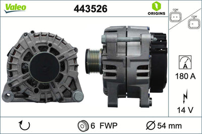 Valeo 443526 Alternator 14V 180A P308 3008 208 2008 Partner Rifter /Ds3 Ds7 /Crossland X Granland X Com — Starting & Charging
