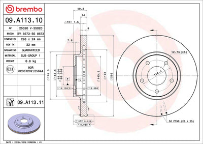 Brembo 09.A113.11 Brake Disc Front Nissan Maxima 2000-/ Infiniti I35 2021-/ — Brake Rotors & Drums