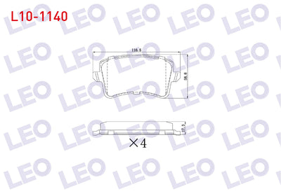 LEO L10-1140 Brake Pad Rear A4 1.8 TFSI 2007-2015 /2.0 TDI 2007-2015 /3.0 TDI 2007-2015 /A5 (8T3) 1.8 TFSI 2007 — Brake Pads