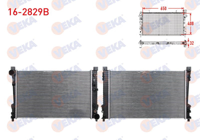 Veka 16-2829B Water Radiator Brazing Mercedes C Class (W203) C 180 Kompressor A-T Ac + /-2000-2006 — Radiators & Fans