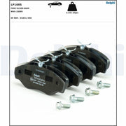 delphi lp1695 front brake pads set for traffic and vivaro, delphi lp1695 technical specifications, delphi lp1695 brake pad dimensions DELPHI LP1695 Front Brake Pads Set - Disk Brake for Traffic & Vivaro | Low-Metallic Material DELPHI LP1695 Front Brake Pads for Traffic & Vivaro brake-pads, delphi-lp1695, traffic-parts, vivaro-parts, car-braking-system, low-metallic, auto-parts, mechanics-tools, drivers, ai-generated