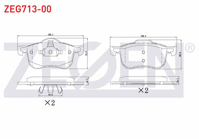 Zegen ZEG713-00 Brake Pad Front Volvo C70 I 2.0 1998-2005 / S60 I 2.0 T5 2000-2010 / S80 I 3.0 T6 1998-2006 / V7 — Brake Pads