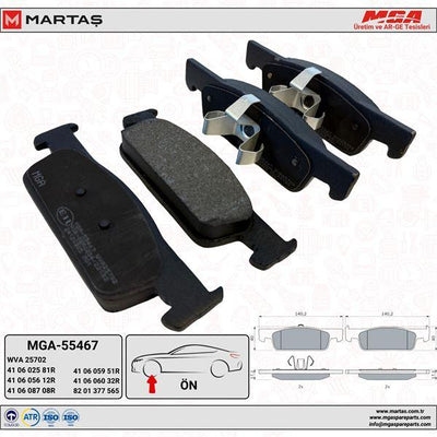 MGA 55467 Brake Pad Front Clio IV Sandero II Symbol II — Brake Pads