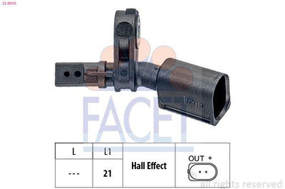 Facet 210010 ABS Sensor Right A1/A3/Golf VII/Passat/Polo/Tiguan/Touran/Up! 05-16 — Brake Sensors & ABS