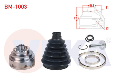 Veka BM-1003 CV Joint Left-Right Front Outer 31X33x56,8 Length 69 — Axles, CV Joints & Boots