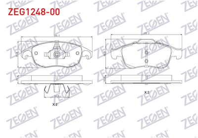 Zegen ZEG1248-00 Brake Pad Front Peugeot Partner Tepee 1.6 HDi 75 Hp 2008-/ Citroen Berlingo 1.6 HDi 2008-/ C4 G — Brake Pads