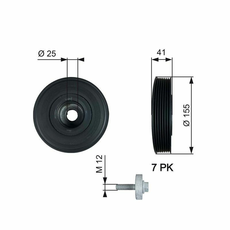 GATES TVD1017A Crank Pulley + Bolt for 03-Megane II/III, Laguna II, Scenic 1.9Dci — Fasteners & Clips