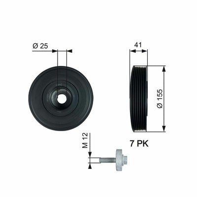 GATES TVD1017A Crank Pulley + Bolt for 03-Megane II/III, Laguna II, Scenic 1.9Dci — Fasteners & Clips