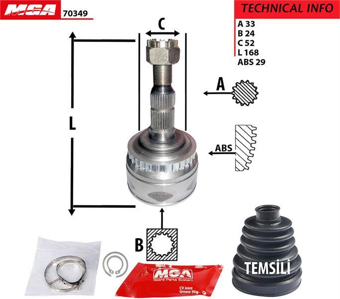 MGA 70349 CV Joint Outer Left & Right (Opel: Corsa C 1.6 1.7Cdti Z17dth 03-) — Axles, CV Joints & Boots