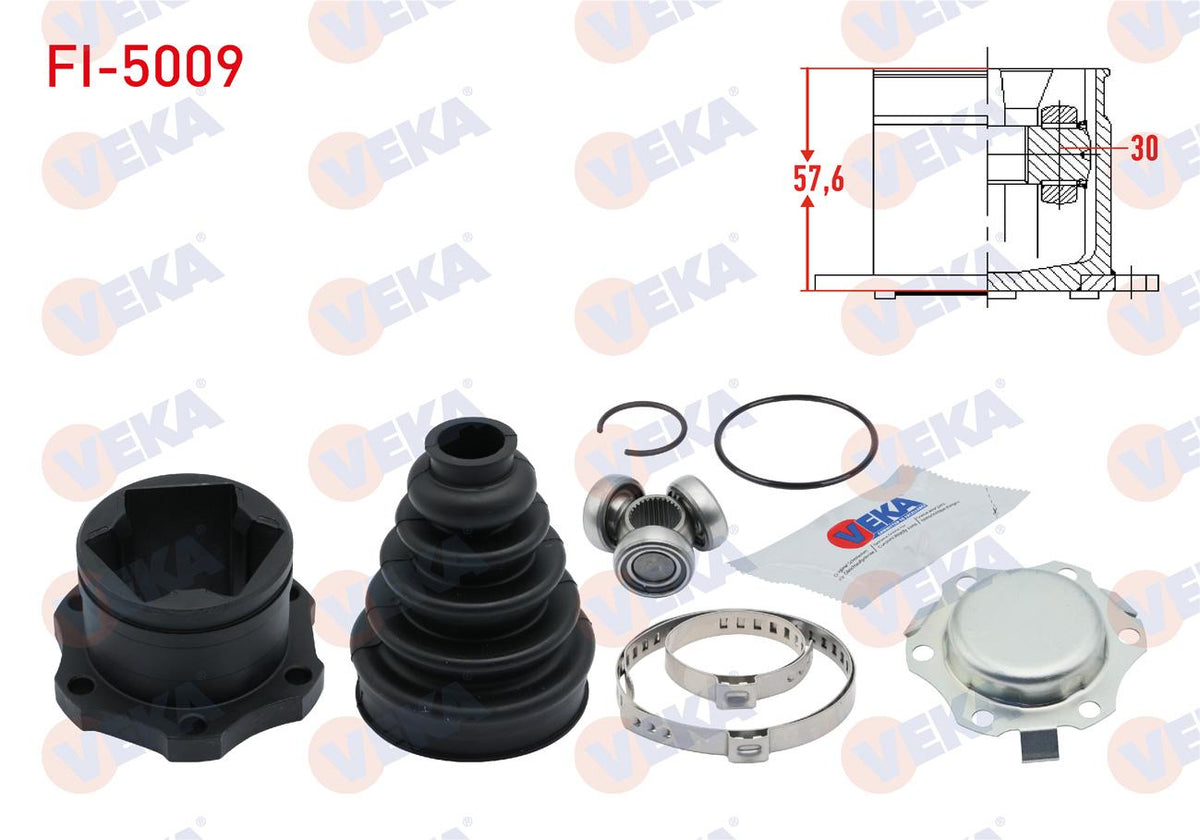 Veka FI-5009 CV Joint Left-Right Front Inner Volkswagen Golf IV (1J1) 1.6i 30 Length 57 — Axles, CV Joints & Boots