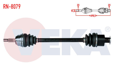 Veka RN-8079 Complete Axle Left-Right Front Renault R21 (B48,L48) Concorde 2.0 Length 698 — Axles, CV Joints & Boots