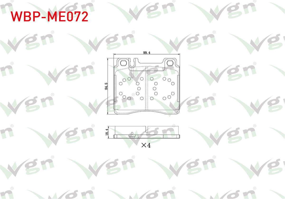 WGN WBP-ME072 Brake Pad Front Mercedes S Series (W140) S 320 1991-1998 / S Series (W140) S 300 1991-1998 — Brake Pads