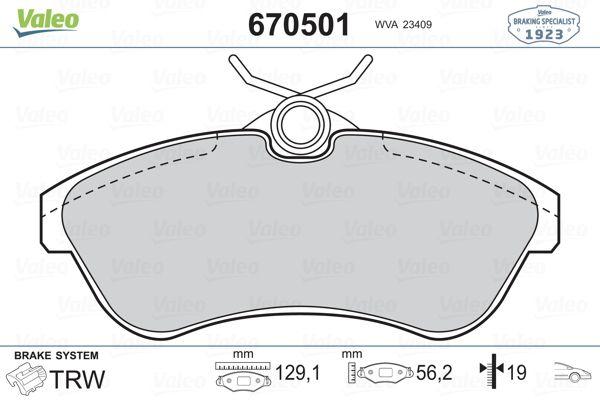Valeo 670501 Brake Pad Front Citroen C2/C3 1.4-1.6 HDi 03> — Brake Pads