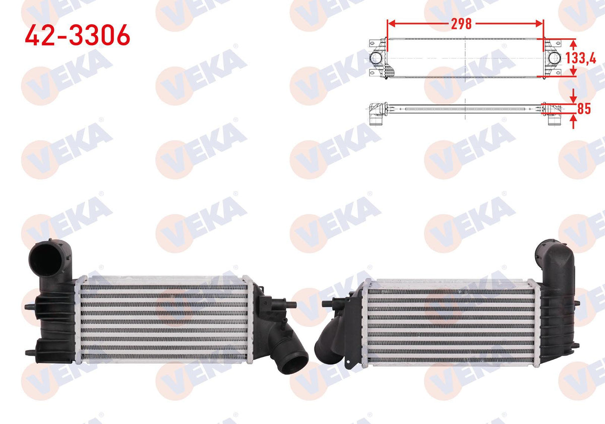 Veka 42-3306 Turbo Radiator (Intercooler) Peugeot 406 (8B) 2.0 HDi 1995-2004 — Radiators & Fans