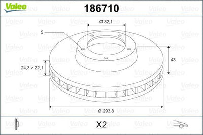 Valeo 186710 Brake Disc Front 294mm Transit V184 01- 1 Piece — Brake Rotors & Drums
