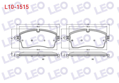 LEO L10-1515 Brake Pad Front Land Rover Discovery V (Lr) 2.0 D 2016-/ Discovery V (Lr) 3.0 2016-/ Jaguar E-Pace — Brake Pads