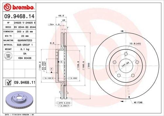 brembo brake disc 09.9468.11, brake disc set for c-max focus kuga BREMBO Brake Disc 09.9468.11 - Pro C-Max / Focus / Kuga | Set of 2 BREMBO Brake Disc 09.9468.11 - Pro C-Max / Focus / Kuga brembo, brake-disc, car-accessories, auto-parts, c-max-focus-kuga, internal-ventilated, braking-system, mechanics, car-owners, ai-generated