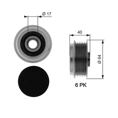 Gates OAP7037 Alternator Pulley Astra G H Corsa C-D Meriva Zafira B 1.7Cdti 03 — Starting & Charging
