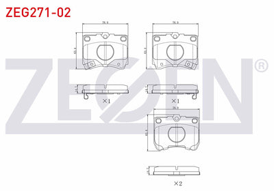 Zegen ZEG271-02 Brake Pad Front with Wear Indicator Ford Fiesta III 1.3 1989-1995 / Kia Pride (Da) 1.1 1990-1999 — Brake Pads