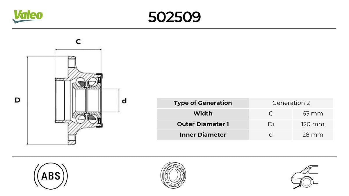 Valeo 502509 Rear Wheel Hub Polo 1, 2Dti / 1 and 3 more models — Hub Assemblies