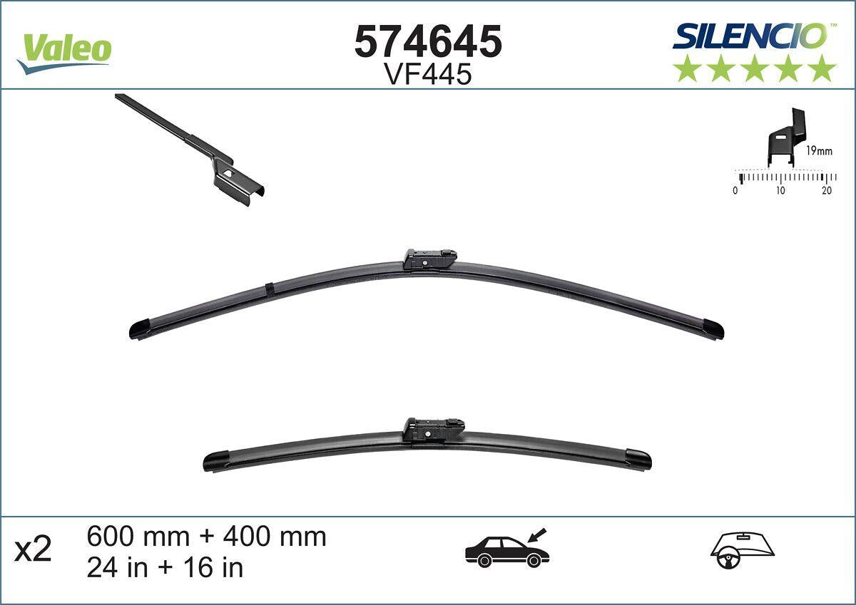 Valeo 574645 Wiper Blade Fiat Doblo 60+40 cm, C3 Picasso 600/400 — Wipers