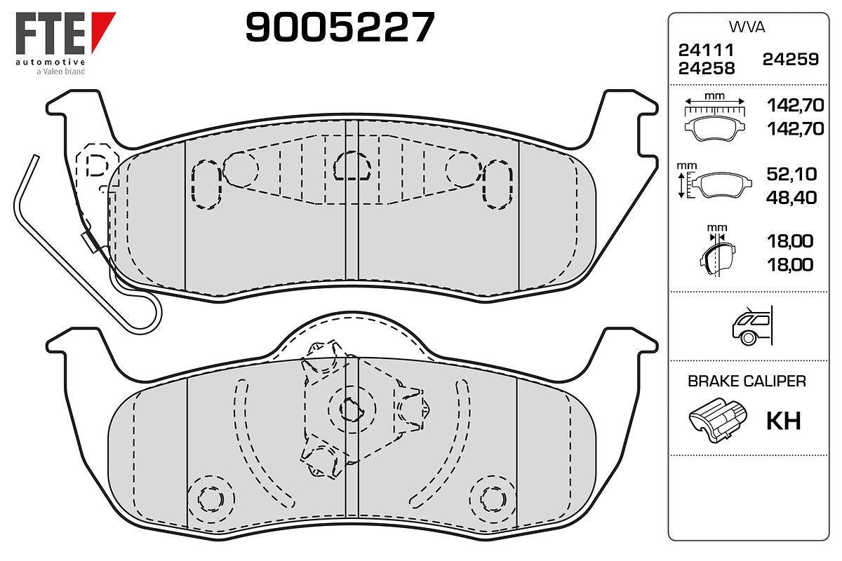 Fte 9005227 Rear Brake Pad Jeep Grand Cherokee III Commander — Brake Pads