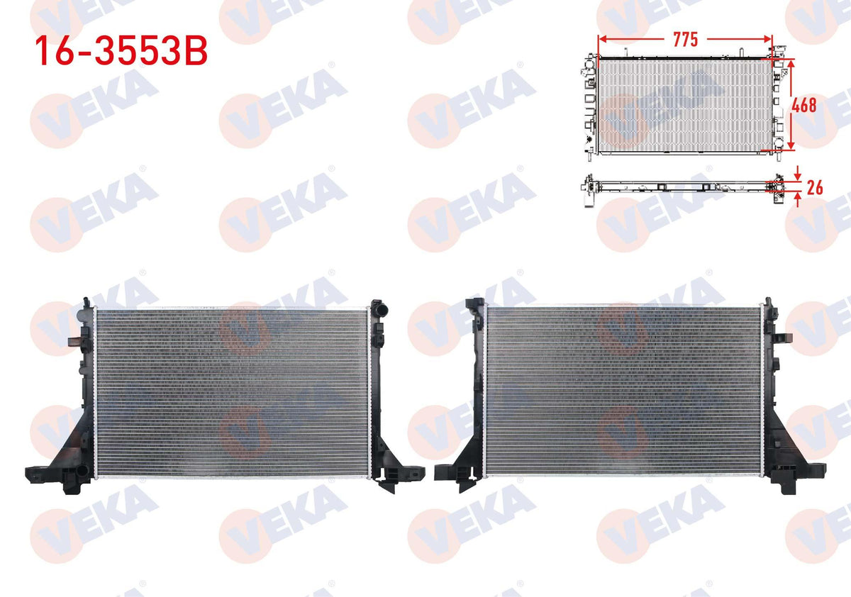Veka 16-3553B Su Radiator Brazing Renault Master III (Fv) 2.3 dCi A-T / M-T Ac + Pair Wheel 2010-/ Opel Mo — Radiators & Fans