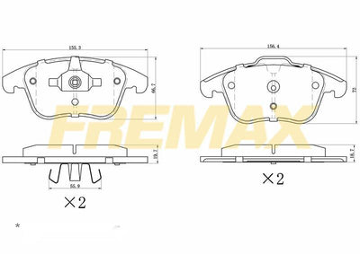 Fremax FBP-1496 Front Brake Pad (Corbon Formula) Volvo S60ii-S80ii-V60-V70-Xc70 Mondeo /Land Rover 2010-2019 /S6 — Brake Pads