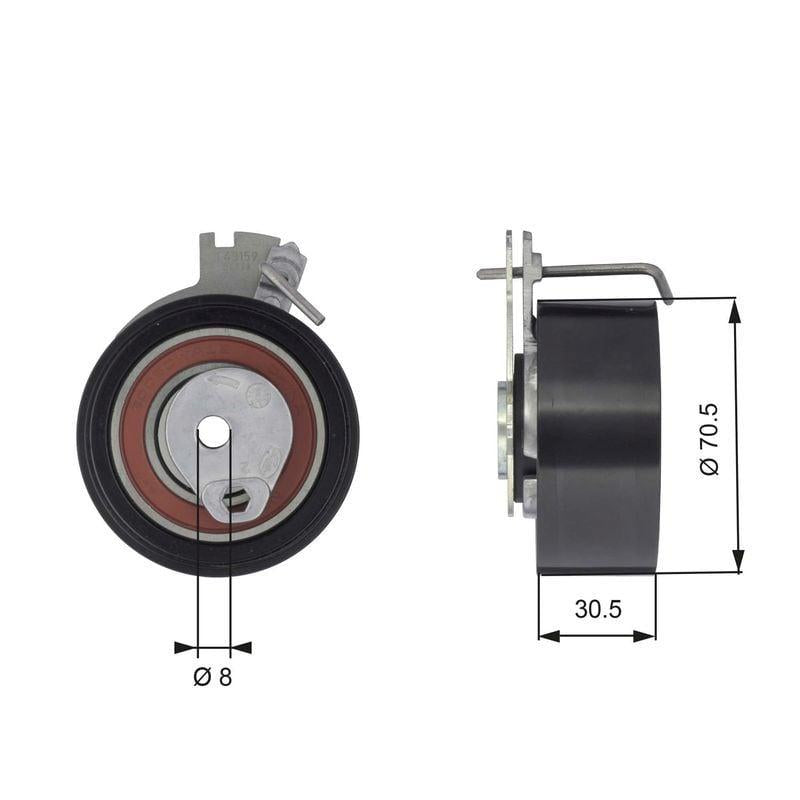 gates-t43159-timing-belt-tensioner, gates-t43159-tensioner-closeup GATES T43159 Timing Belt Tensioner for Elysee 1.6 16V | Auto Parts GATES T43159 Timing Belt Tensioner | Car Owners & Mechanics gates, timing-belt-tensioner, auto-parts, car-repair, mechanics, vehicle-maintenance, car-owners, elysee-16v, engine-parts, ai-generated
