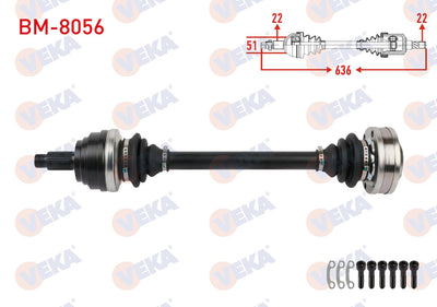 Veka BM-8056 Complete Axle Left-Right Rear Length 574mm BMW 3 Series (E30) 316i, 318i 1987-1991 — Axles, CV Joints & Boots