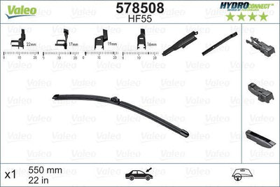Valeo 578508 Wiper Blade Single 55Cm VW X1 550 mm Hydroconnect, Muz Tip — Wipers