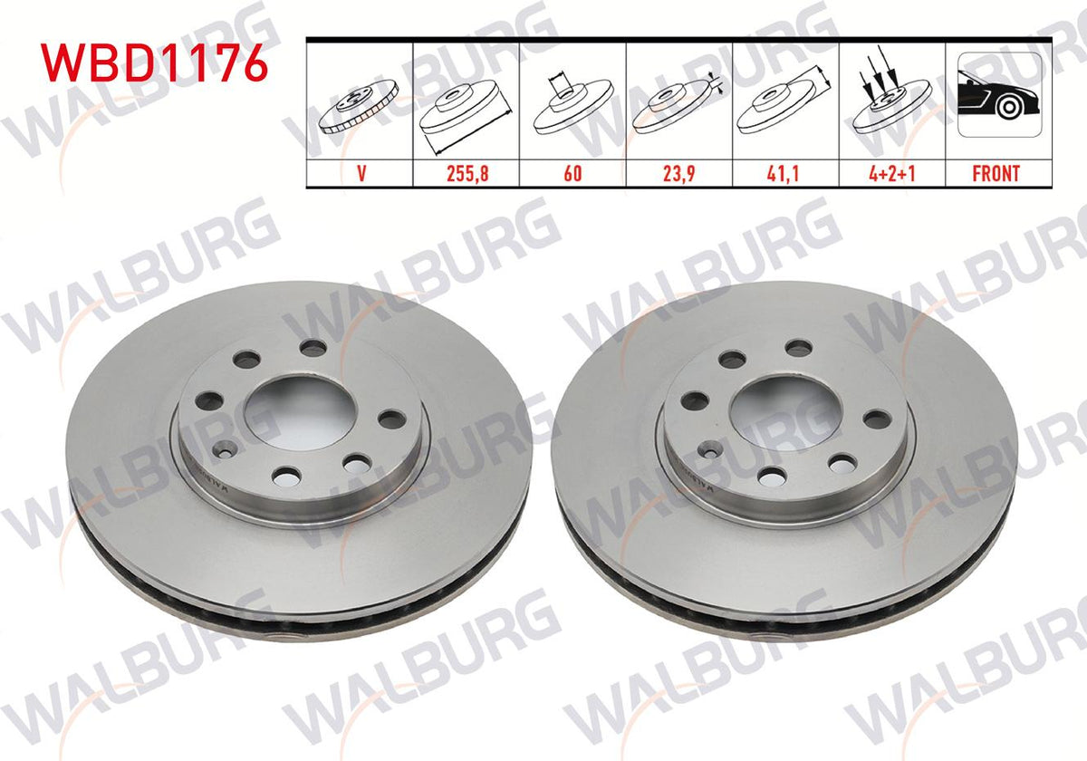 WALBURG WBD1176 Brake Disc Front Air 4 Bjn 255, 8X23 and 2 more models — Brake Rotors & Drums