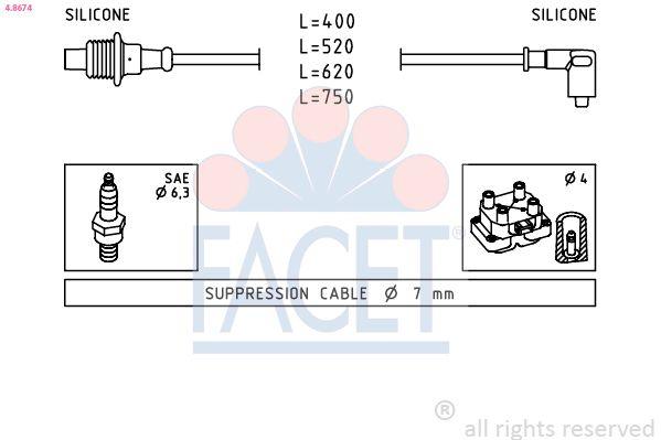 Facet 48674 Ignition Cable Set Citroen Berlingo Fiat Ducato Peugeot Expert Boxer 94 02