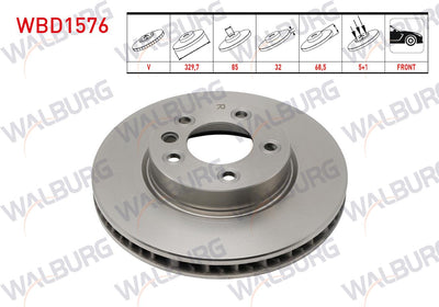 WALBURG WBD1576 Brake Disc Front Right Air 5 Bjn 329,7X32x85x68 — Brake Rotors & Drums