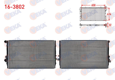 Veka 16-3802 Water Radiator Mechanical Seat Leon (1M1) 1.9 TDI 1999-2006 / Toledo II (1M2) 1.9 TDI 1999-20 — Radiators & Fans