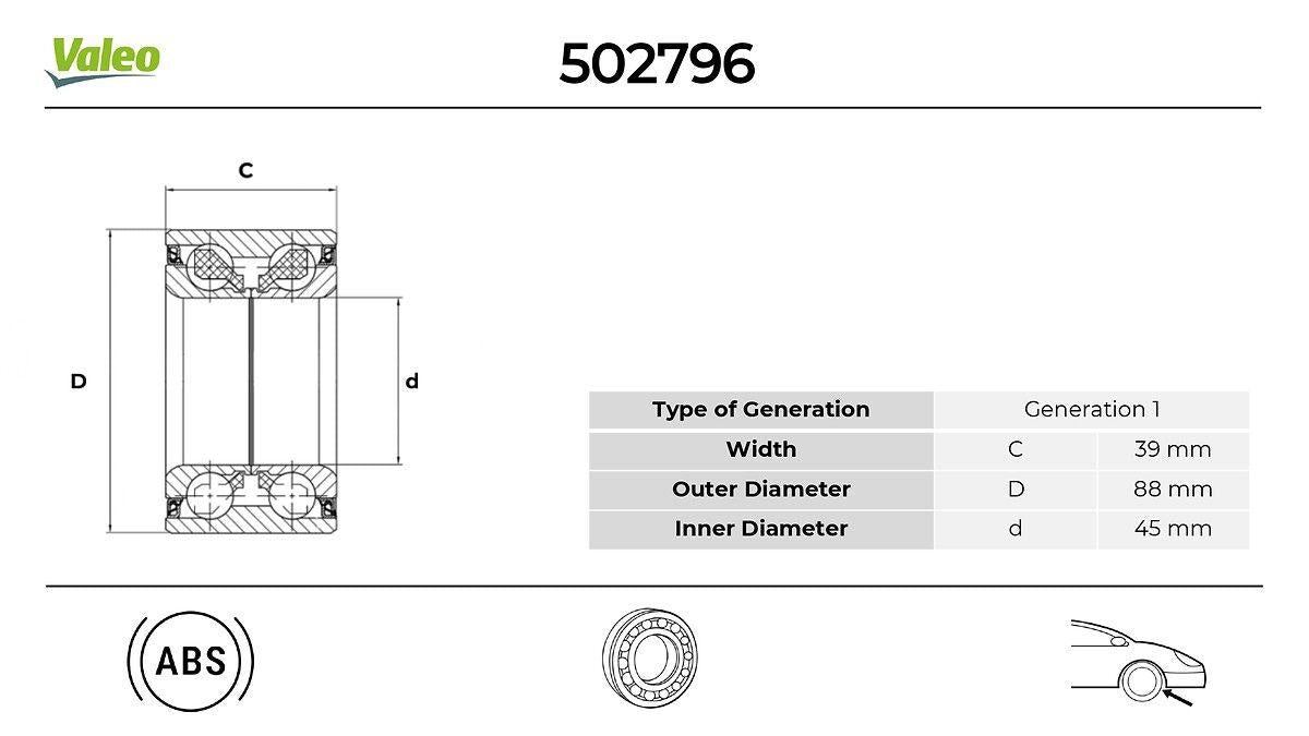 Valeo 502796 Front Wheel Bearing Kit Primastar Vivaro Espace Megane II Vel Satis Traffic 1 — Wheel Bearings