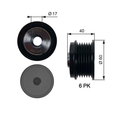 Gates OAP7154 Alternator Pulley Ford Fiesta / Focus / C-Max 1.4-1.6-2.0 TDCi 09 > — Starting & Charging