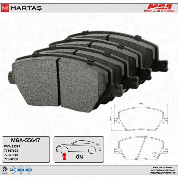MGA 55647 Brake Pad Front-(Fiat: Egea 1.3 Mjtd 1.4-1.6 Fiat: Egea 1.6 Mjtd Fiat: Egea 1.4-1.6) — Brake Pads