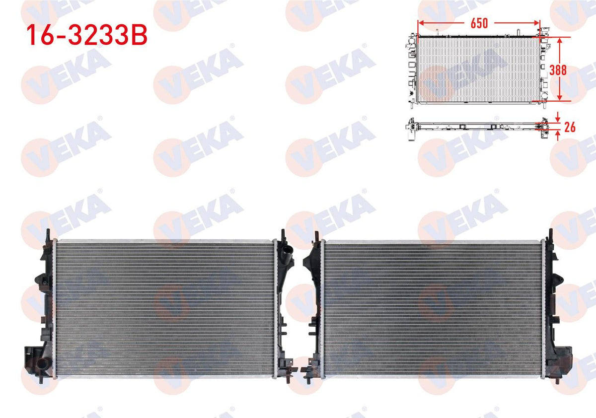 Veka 16-3233B Water Radiator Brazing Opel Vectra C 1.6 16V M-T 2002-2008 — Radiators & Fans