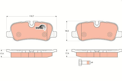 TRW GDB1632 Brake Pad Rear Land Rover Discovery III IV Range Rover Sport 2.7 3.0 4.2 4.4 5.0 — Brake Pads