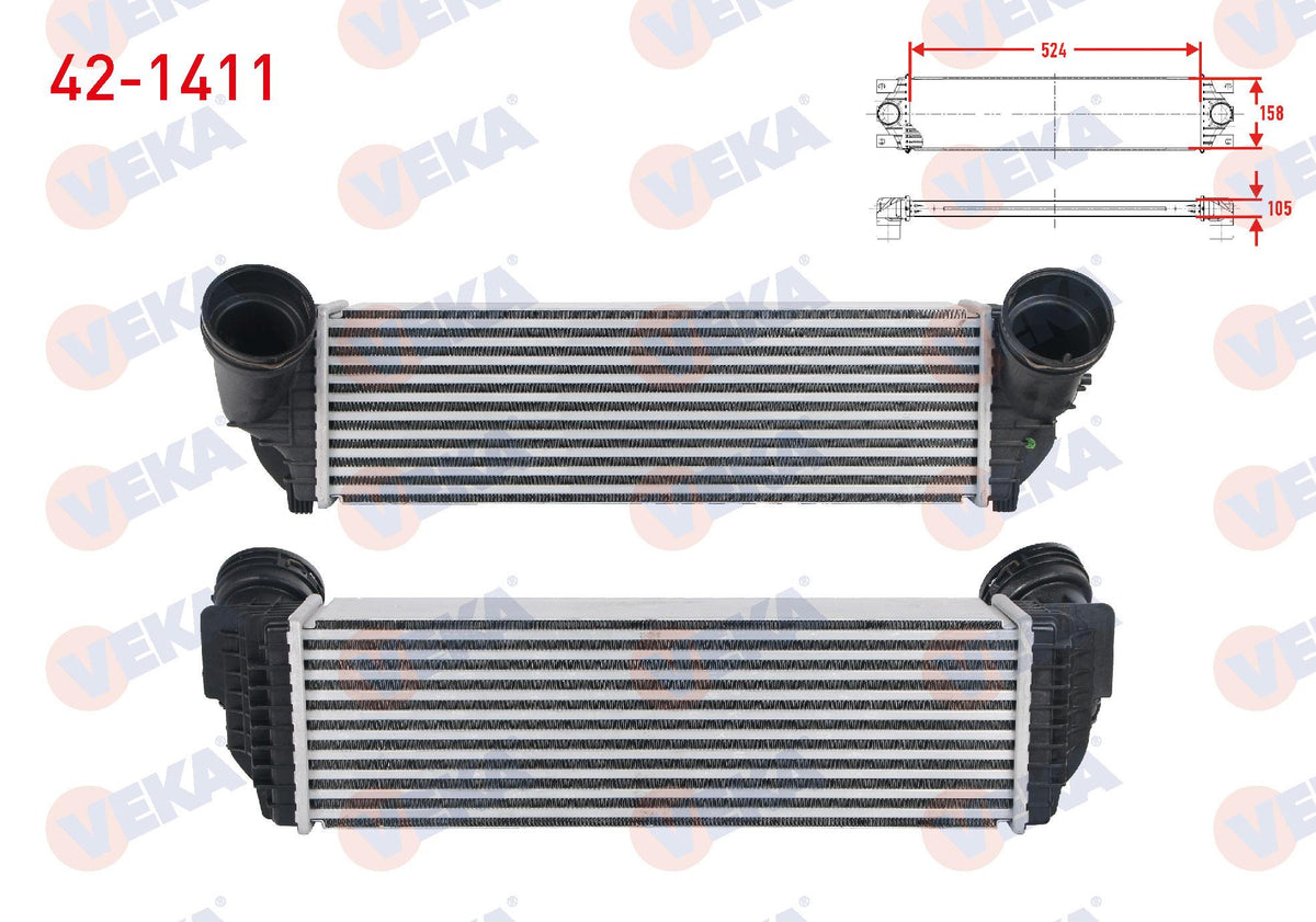 Veka 42-1411 Turbo Radiator (Intercooler) BMW X5 (E70) 3.0 D-3.5 Xd-4.0 D 2007-2012 / X5 (F15 — Radiators & Fans