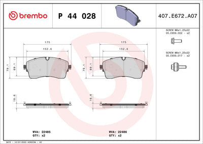 Brembo P44028 Front Brake Pad Land Rover Discovery Sport / Range Rover Evoque — Brake Pads