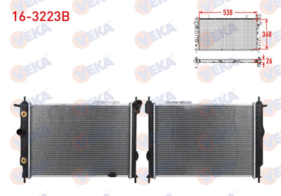 Veka 16-3223B Water Radiator Brazing Opel Astra F 1.6i 16V A-T Ac-1991-2002 — Radiators & Fans