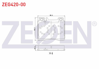 Zegen ZEG420-00 Brake Pad Front Mercedes S Series (W140) S 320 1991-1998 / S Series (W140) S 300 1991-1998 — Brake Pads
