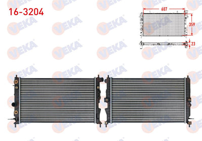 Veka 16-3204 Water Radiator Mechanical Opel Vectra B 1.6i A-T 1995-2003 — Radiators & Fans