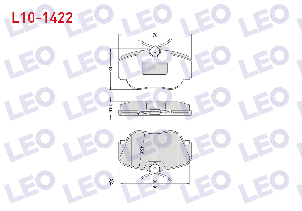 LEO L10-1422 Brake Pad Front Mercedes 190 (W201) 2.0 1982-1993 / (W201) E 2.5 1982-1993 / (W201) 2.3 1982-1993 / — Brake Pads