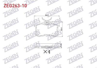 Zegen ZEG263-10 Brake Pad Rear 15,5mm Golf IV-V-VI / Jetta V-VI / Polo III-IV-V-VI / Caddy III / Clio III / Mega — Brake Pads